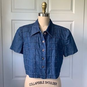 Vintage 80s cropped denim shirt jacket